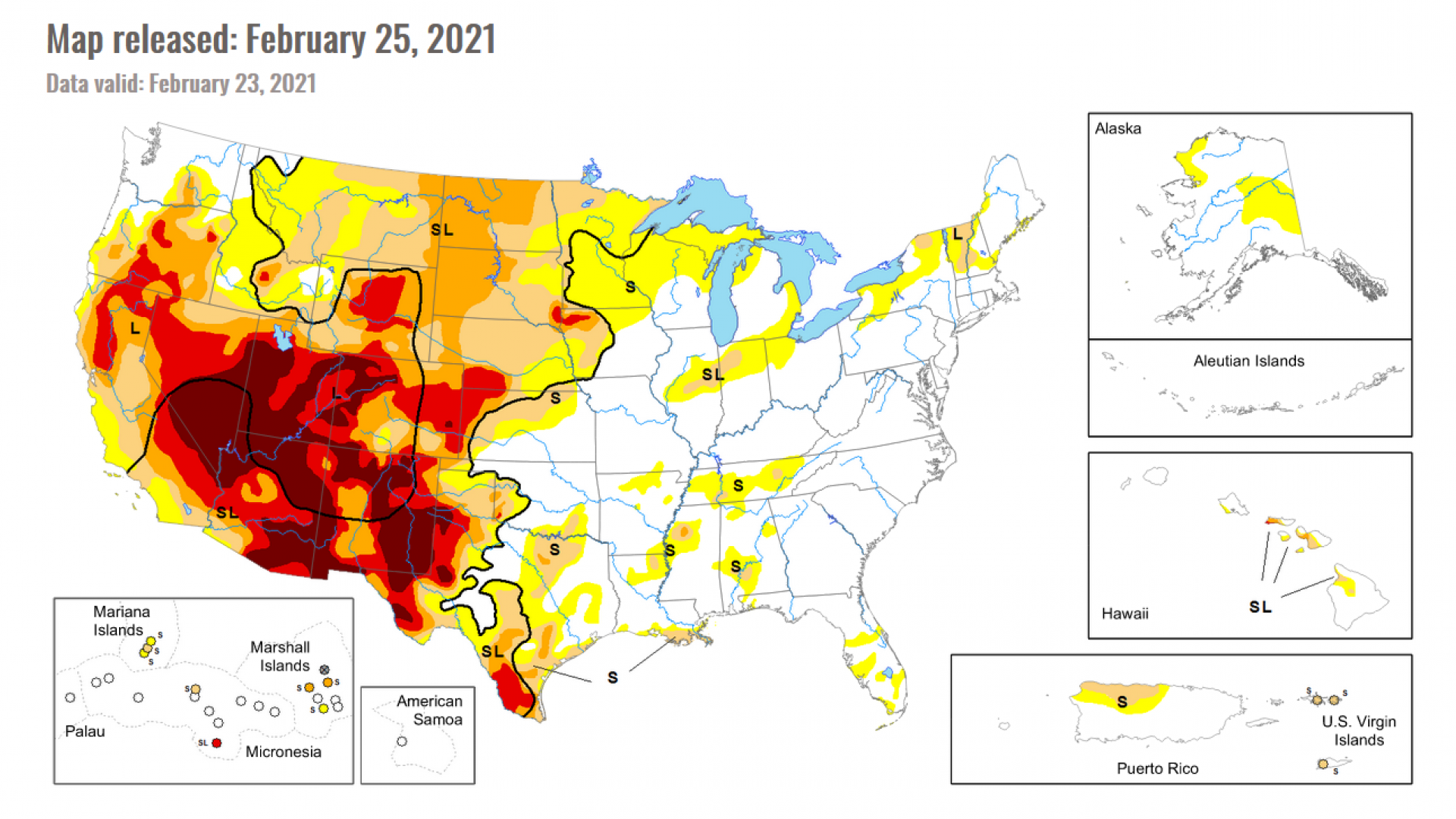 Drought map U.S.