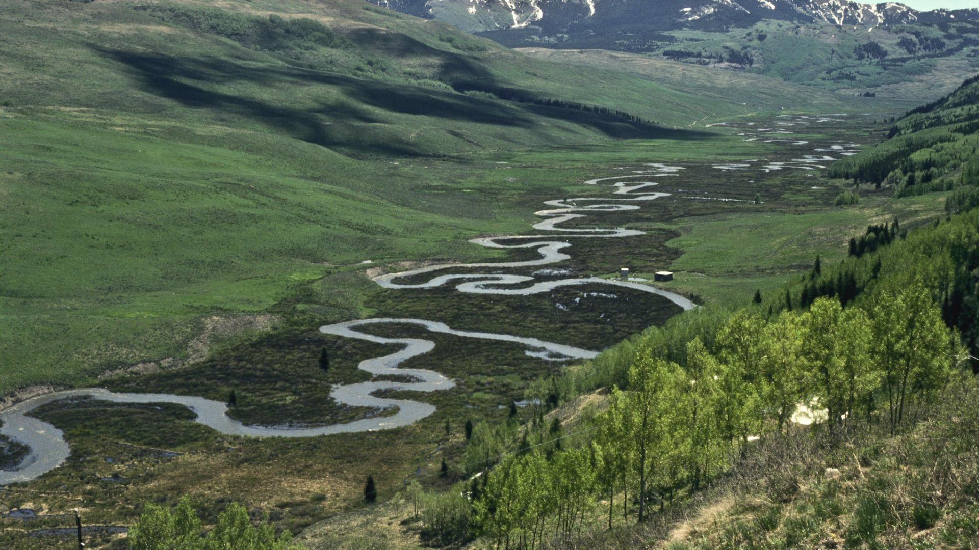 Oxbows in river, Crested Butte, CO