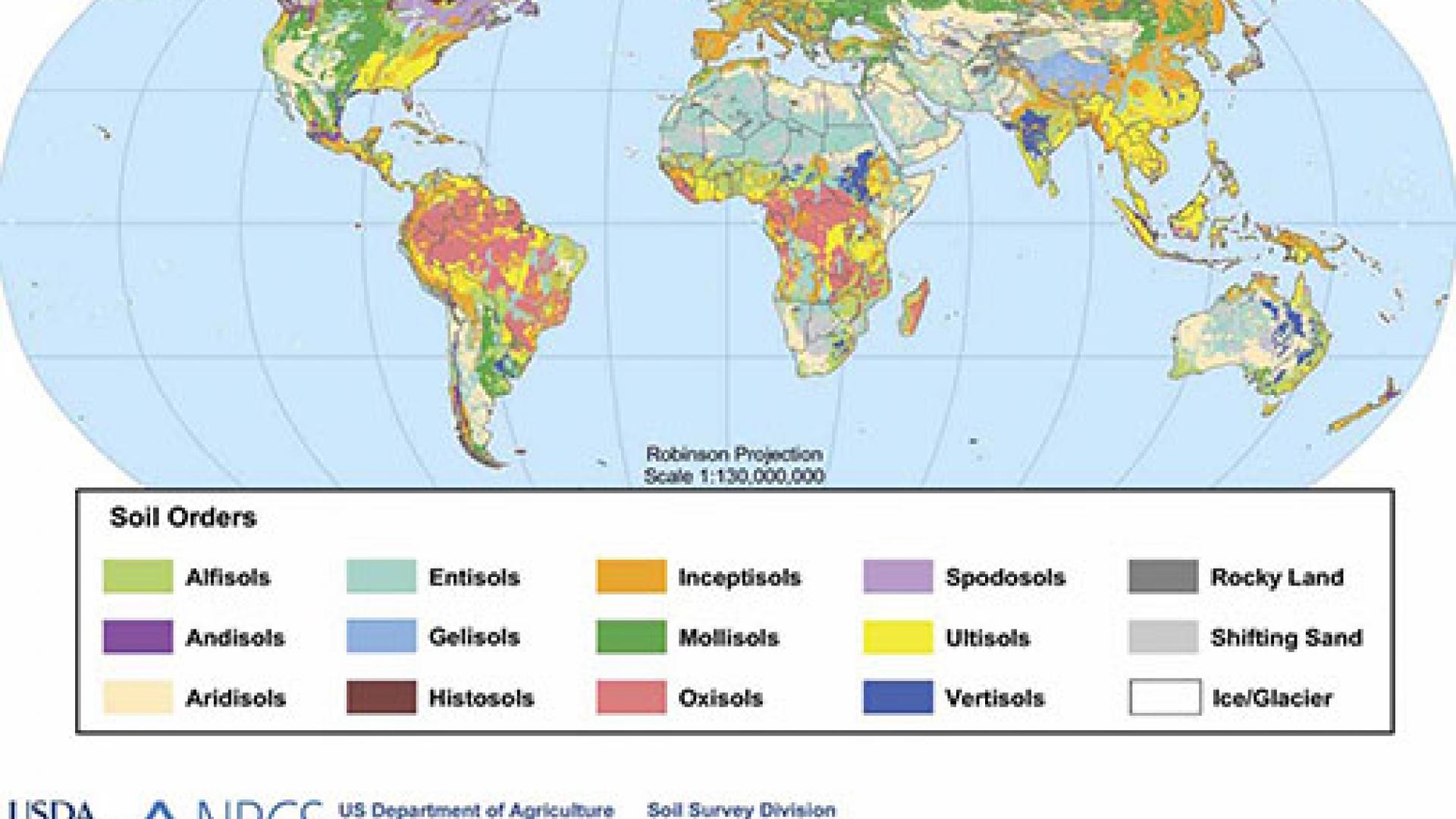 Map of the soil orders of the world