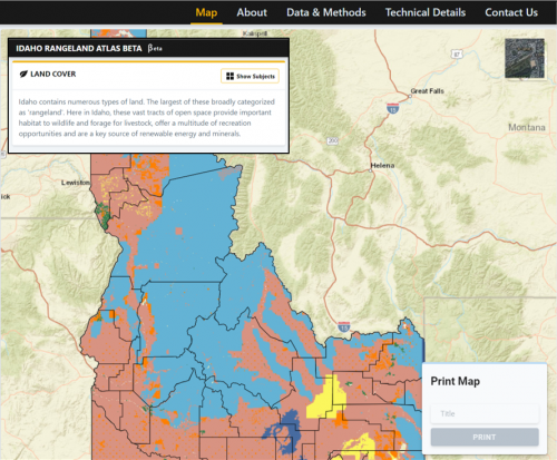 Screen shot of the Rangeland Atlas webpage
