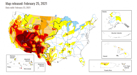 Drought map U.S.
