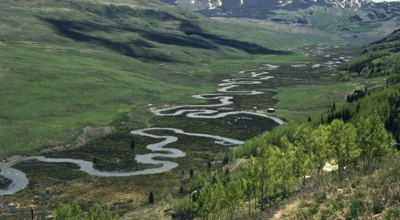Oxbows in river, Crested Butte, CO